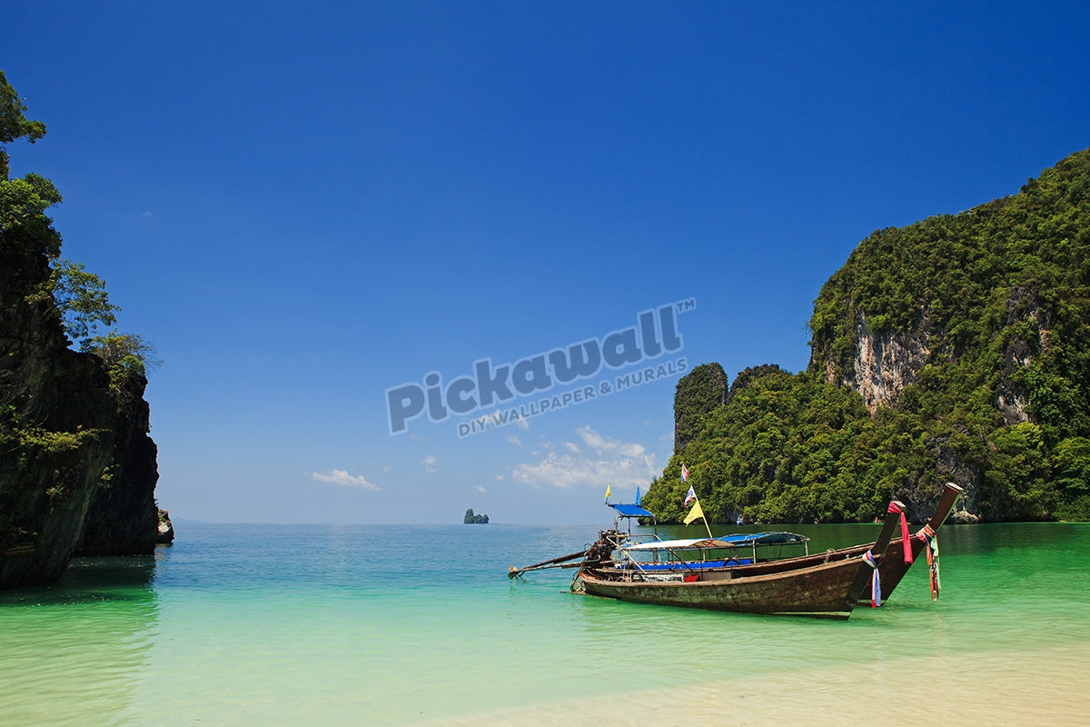 Hong Island entrance and longtail boats.