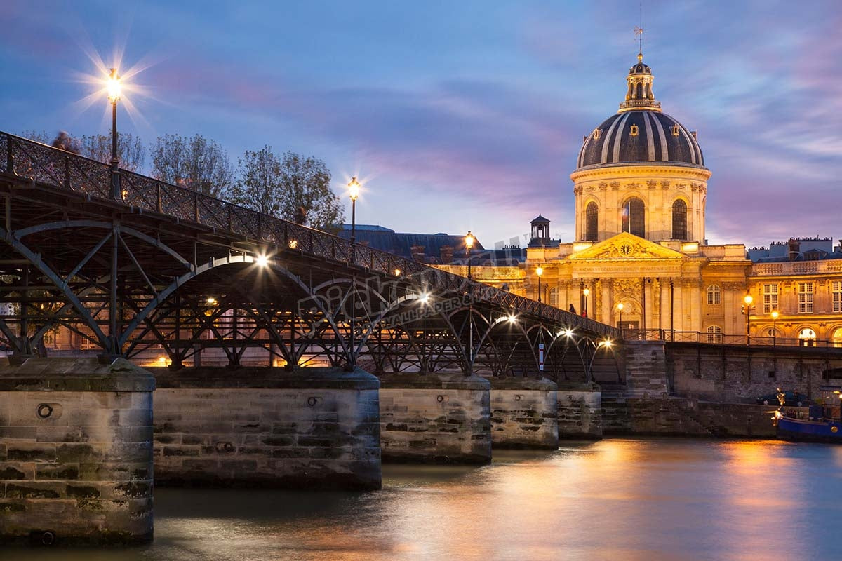 Twilight over Academie Francaise and River Seine, Paris France