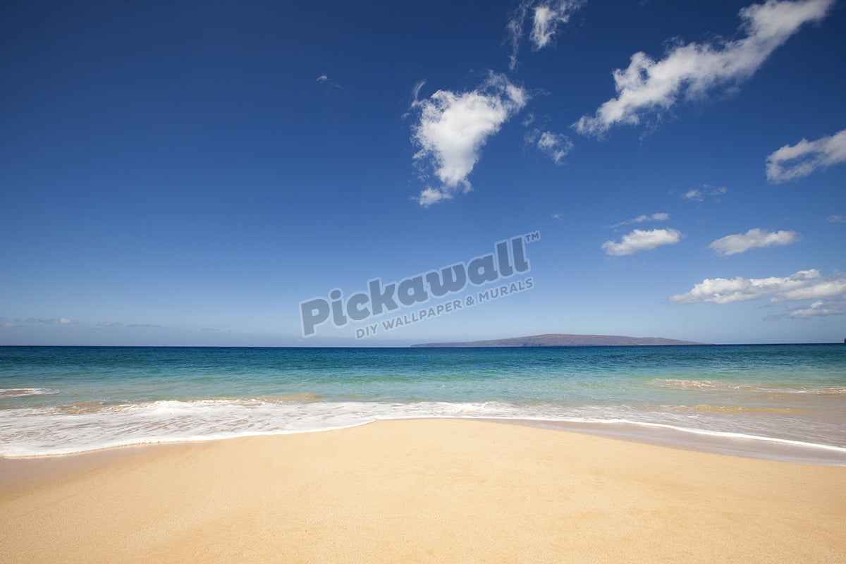beach, ocean and clouds on tropical island.