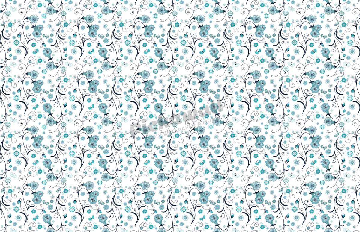 Blue and White Bud floral pattern