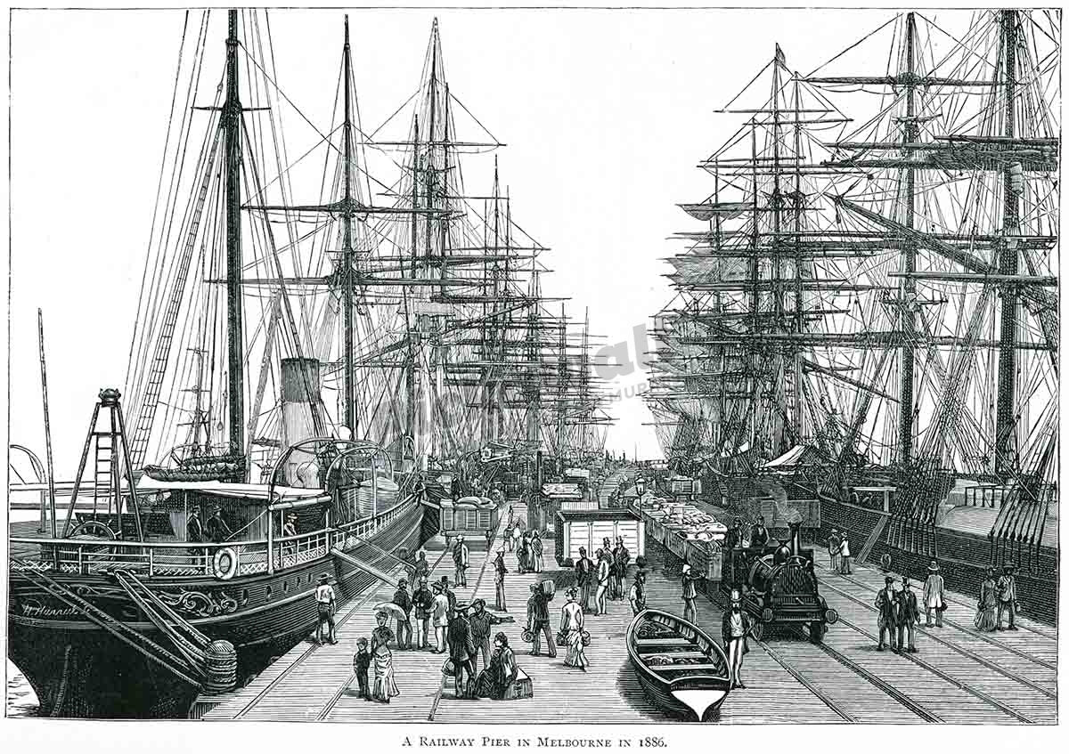 Railway Pier in Melbourne 1886
