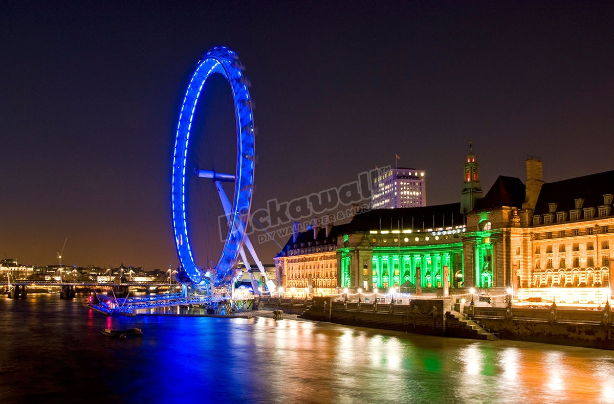The London Eye in the shadow of Old County Hall, London, England, UK