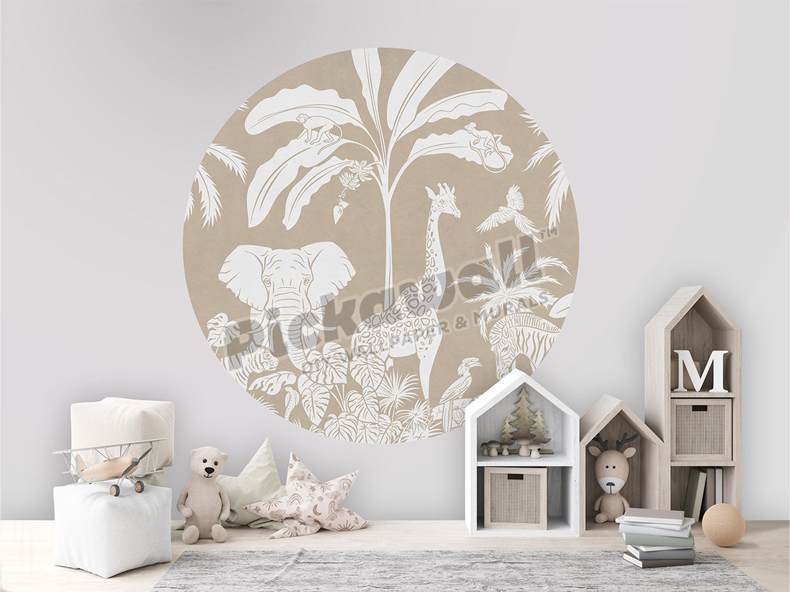 Monochrome Jungle Decal by Kikki Belle - Jungle Brown circle by Kikki Belle image