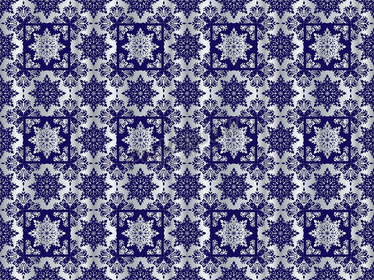 Blue and white tile, damask