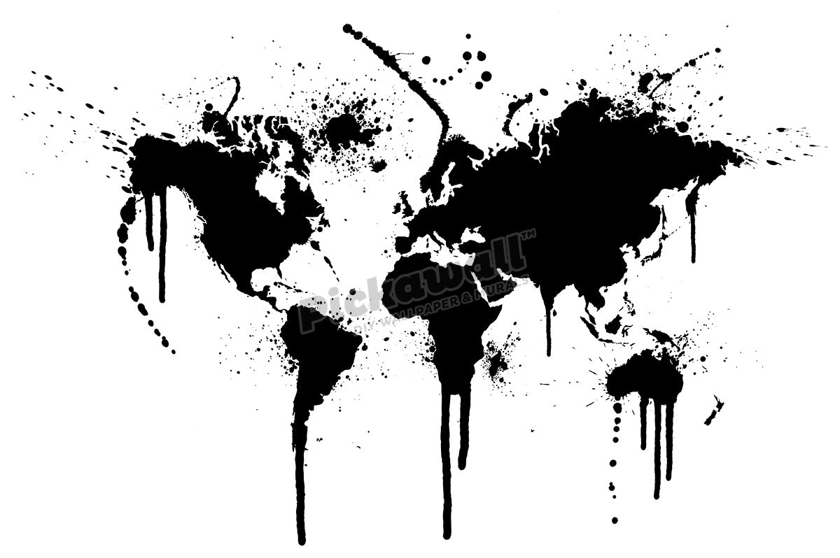 World Map Ink Splatter