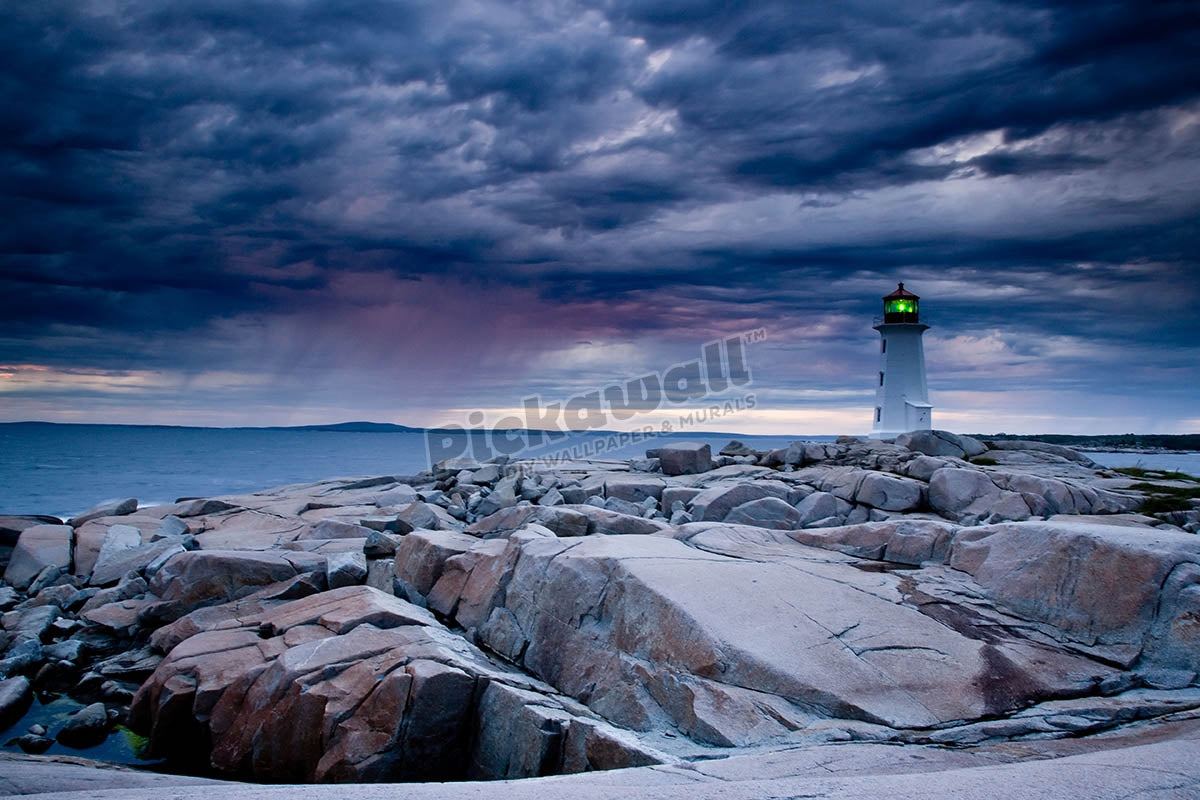 Lighthouse at Peggy's Cove during approaching storm, Nova Scotia, Canada.