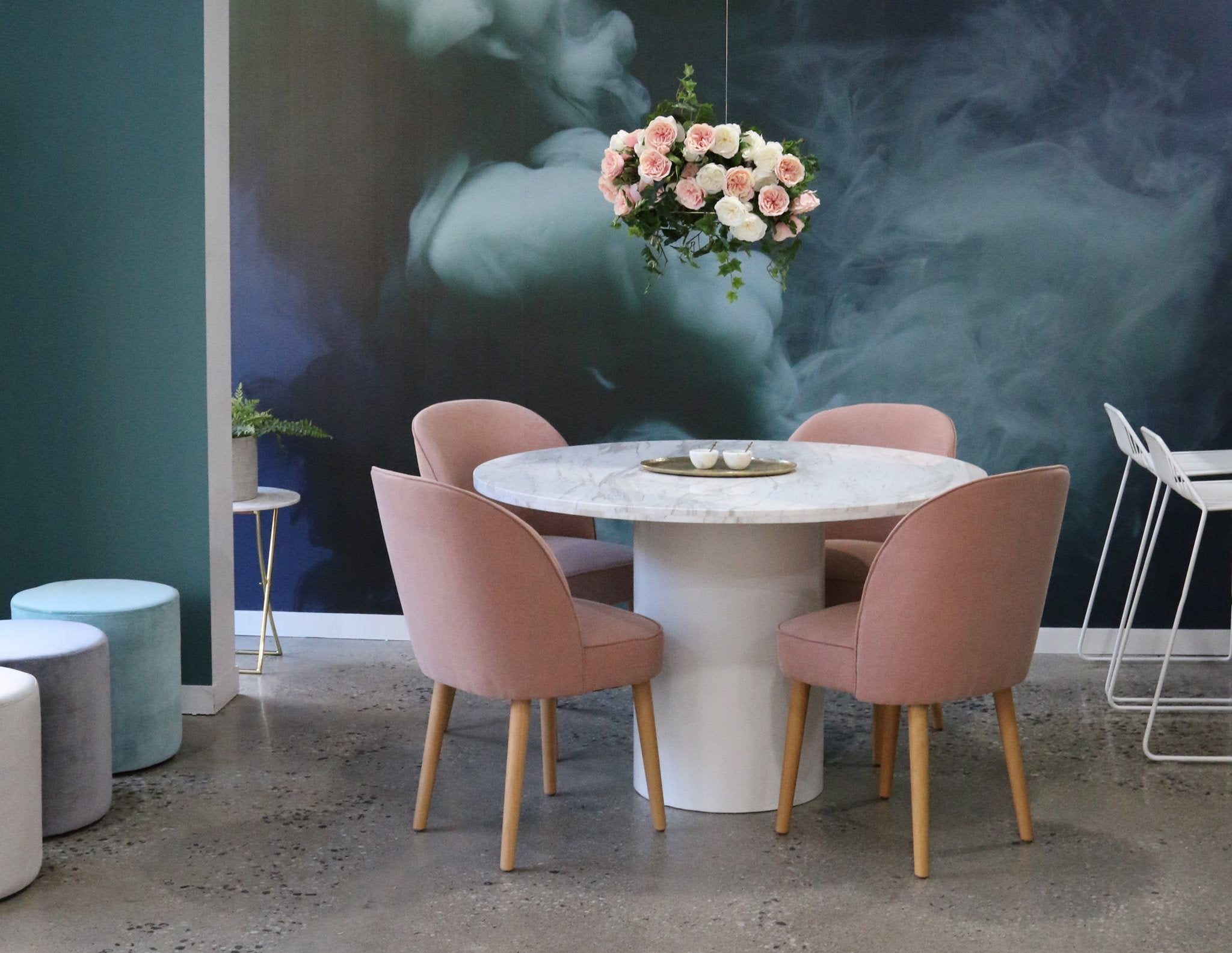 Dining room with Coloured Smoke