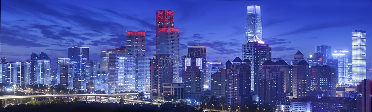 evening cityscape of Beijing CBD area