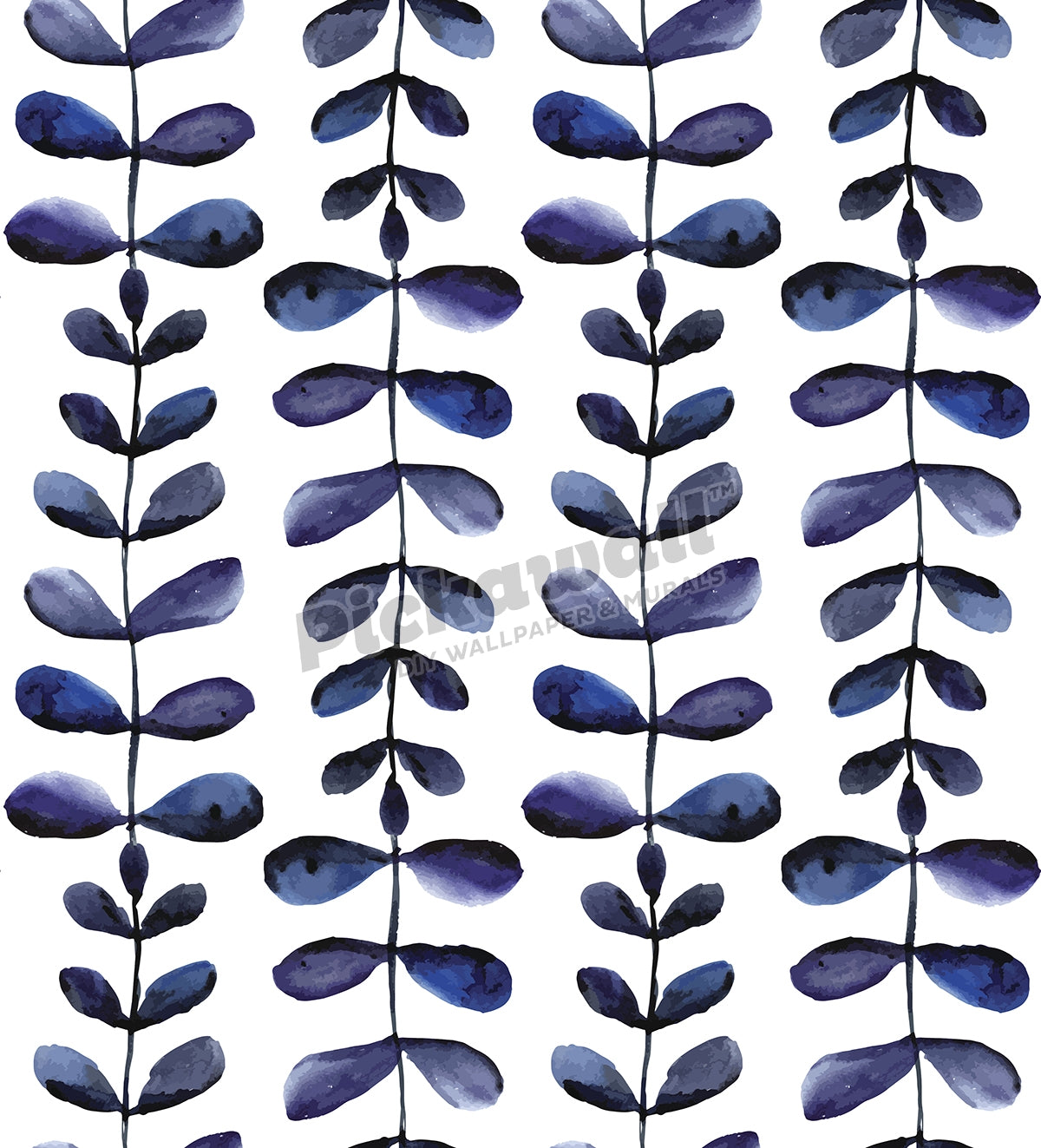 Indigo watercolour leaves