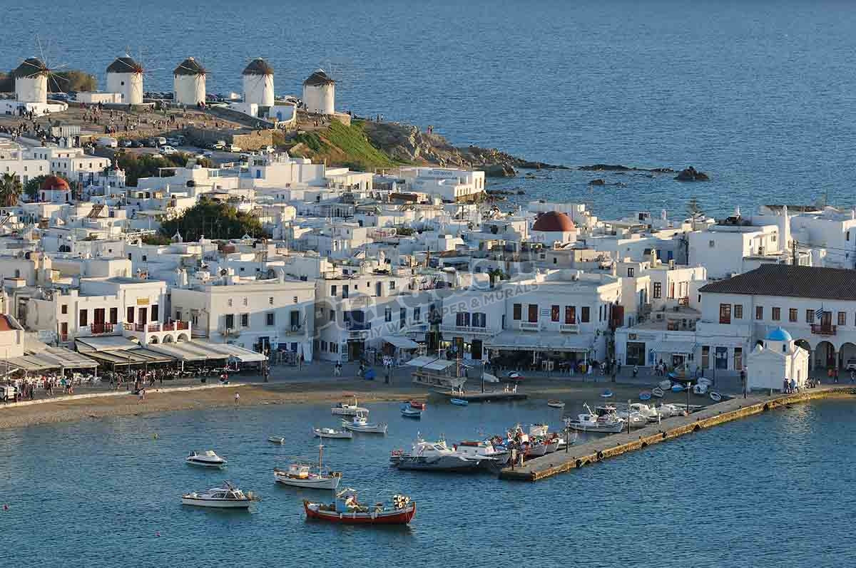 Mykonos Greece View of Mykonos Town & Port