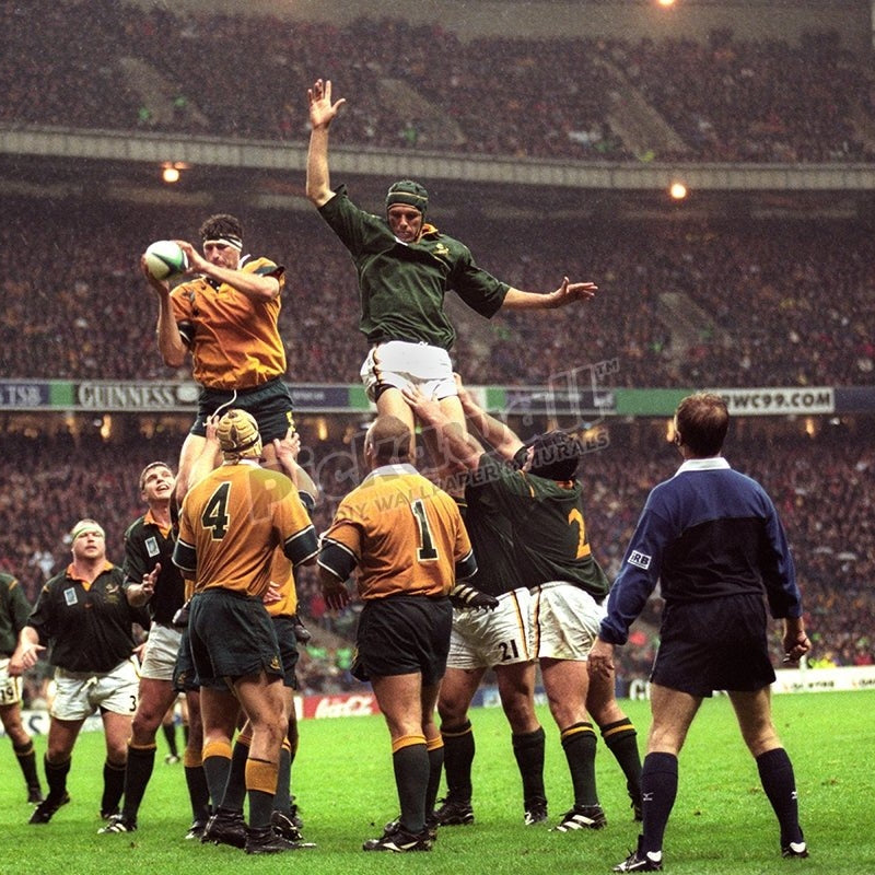 Australia v South Africa rugby teams playing an international match in the rain at Twickenham England UK lineout - Pickawall