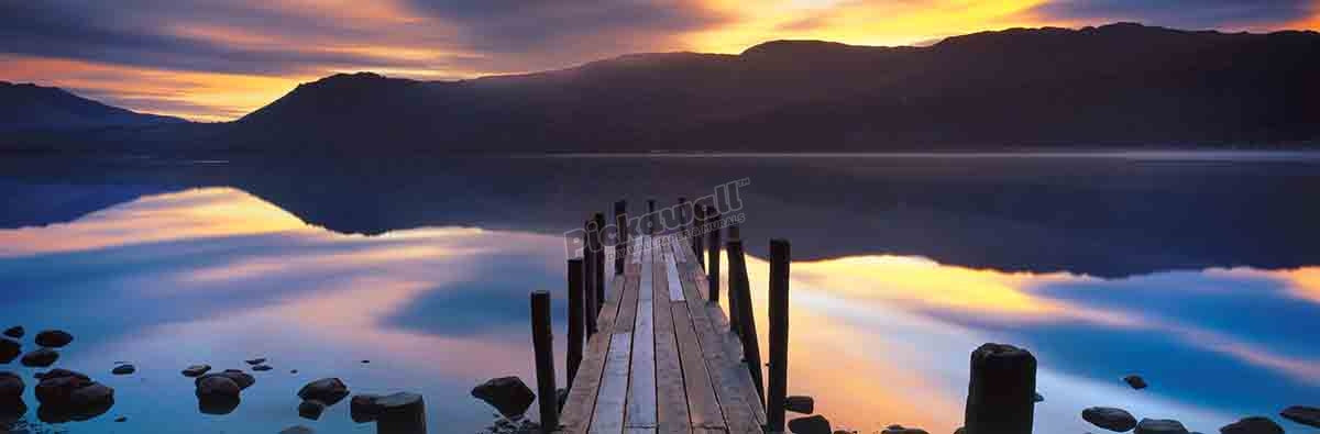 Dawn on Derwentwater at Brandelhow Bay Lakes District Cumbria England UK