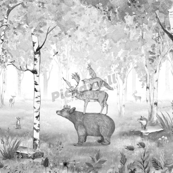 Bear King Black and White by Kikki Belle - Pickawall