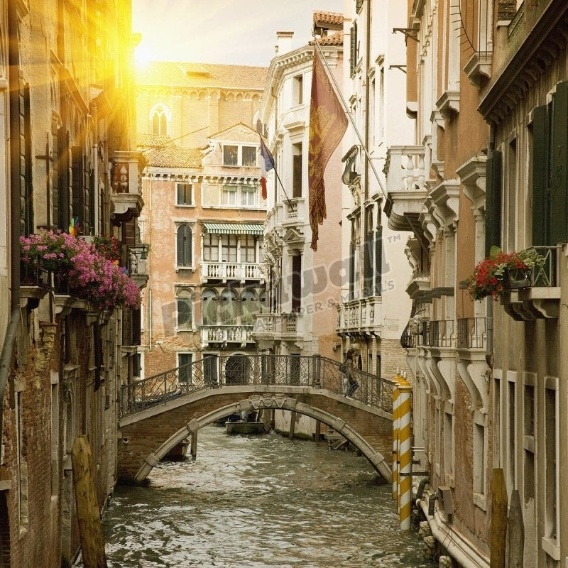 Buildings and Bridge on Urban Canal - Pickawall