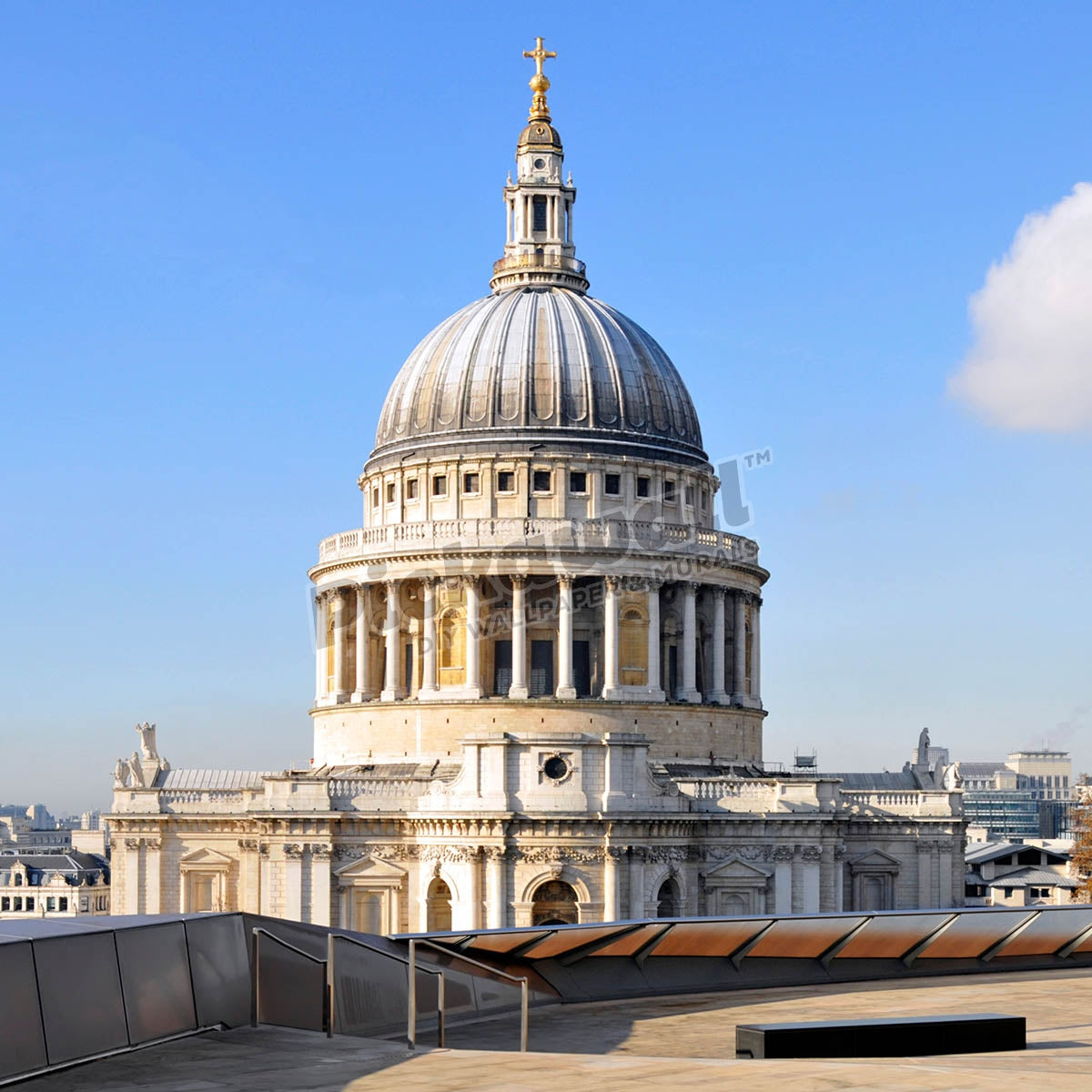 One New Change shopping centre roof with St Pauls cathedral beyond