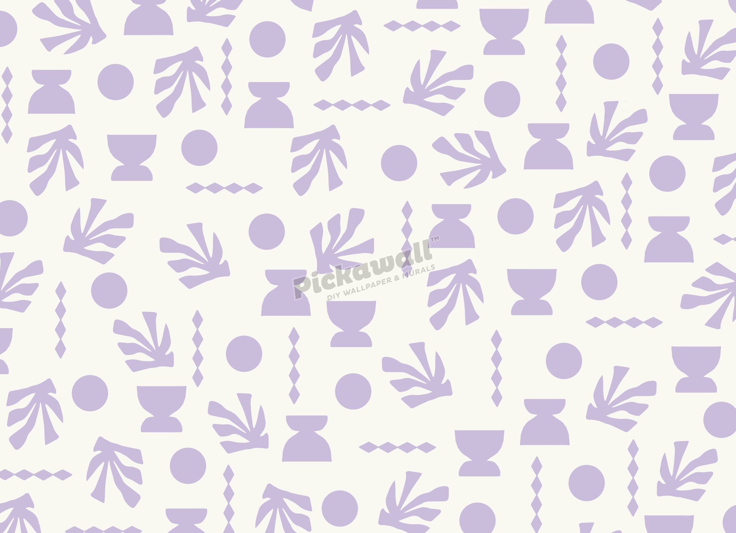 Celia Loves Shapes Cream Lilac Wallpaper