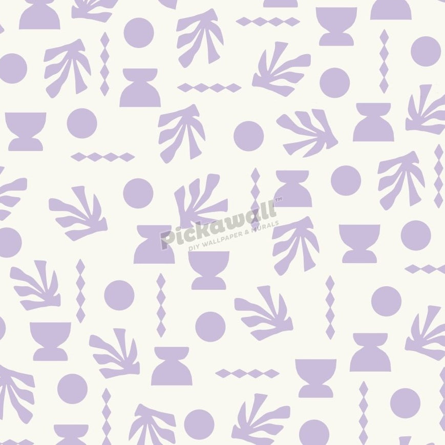 Celia Loves Shapes Cream Lilac Wallpaper - Pickawall