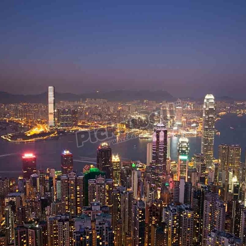 China, Hong Kong, View from Victoria Peak, City Skyline and Victoria Harbour - Pickawall