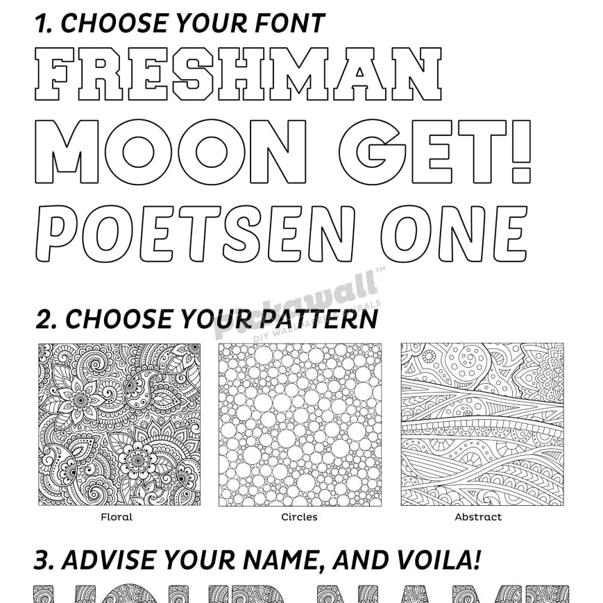 Colour me in Name Posters - Pickawall