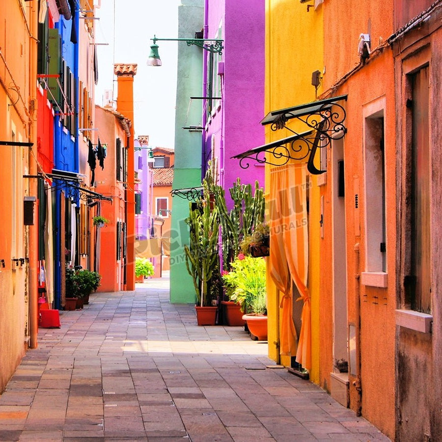 Colourful street in Burano near Venice - Pickawall