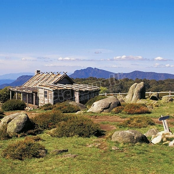 Craig's Hut, 'Man from Snowy River' cottage, now a hikers shelter on Mt Stirling, Victoria, Australia - Pickawall