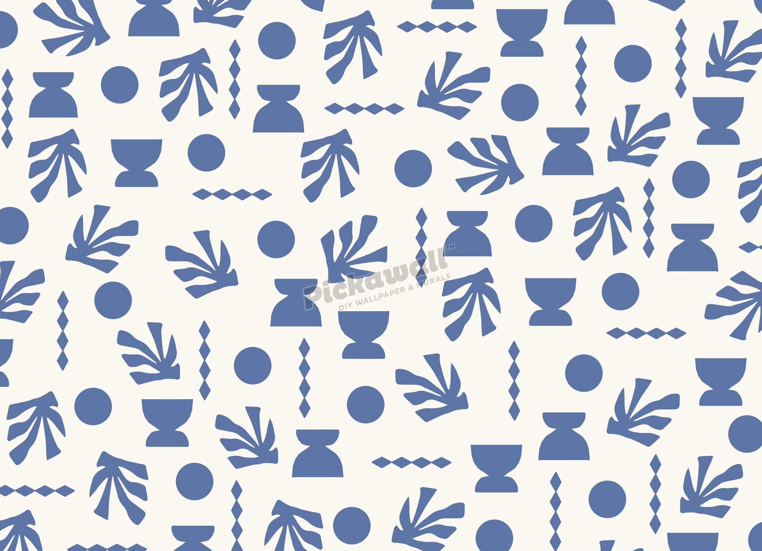 Celia Loves Shapes Cream Dark Blue Wallpaper