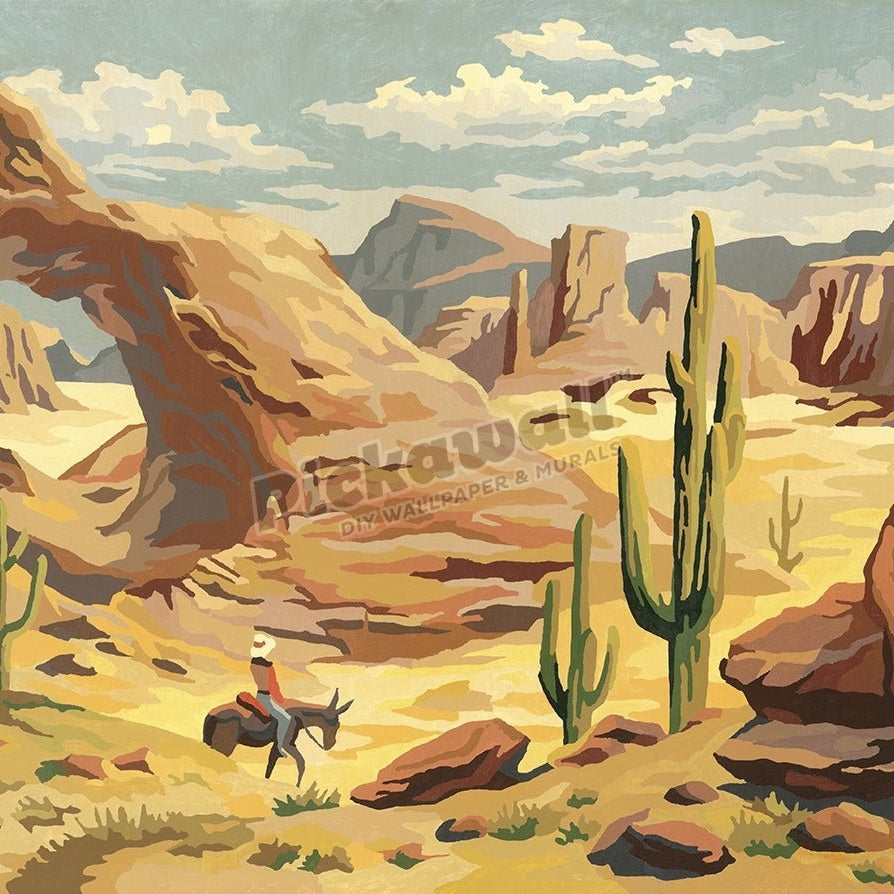 Desert Landscape With Cowboy - Pickawall