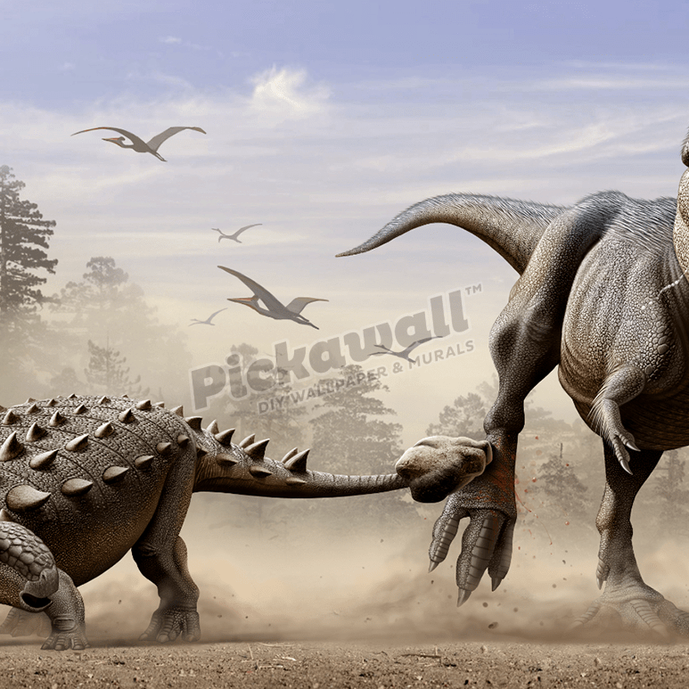 Euoplocephalus hits T-Rex's foot - Pickawall
