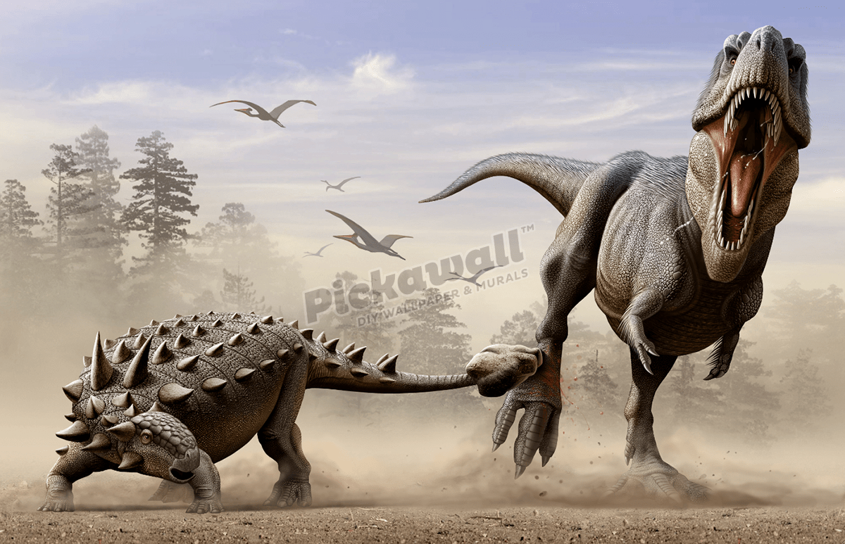 Euoplocephalus hits T-Rex's foot - Pickawall