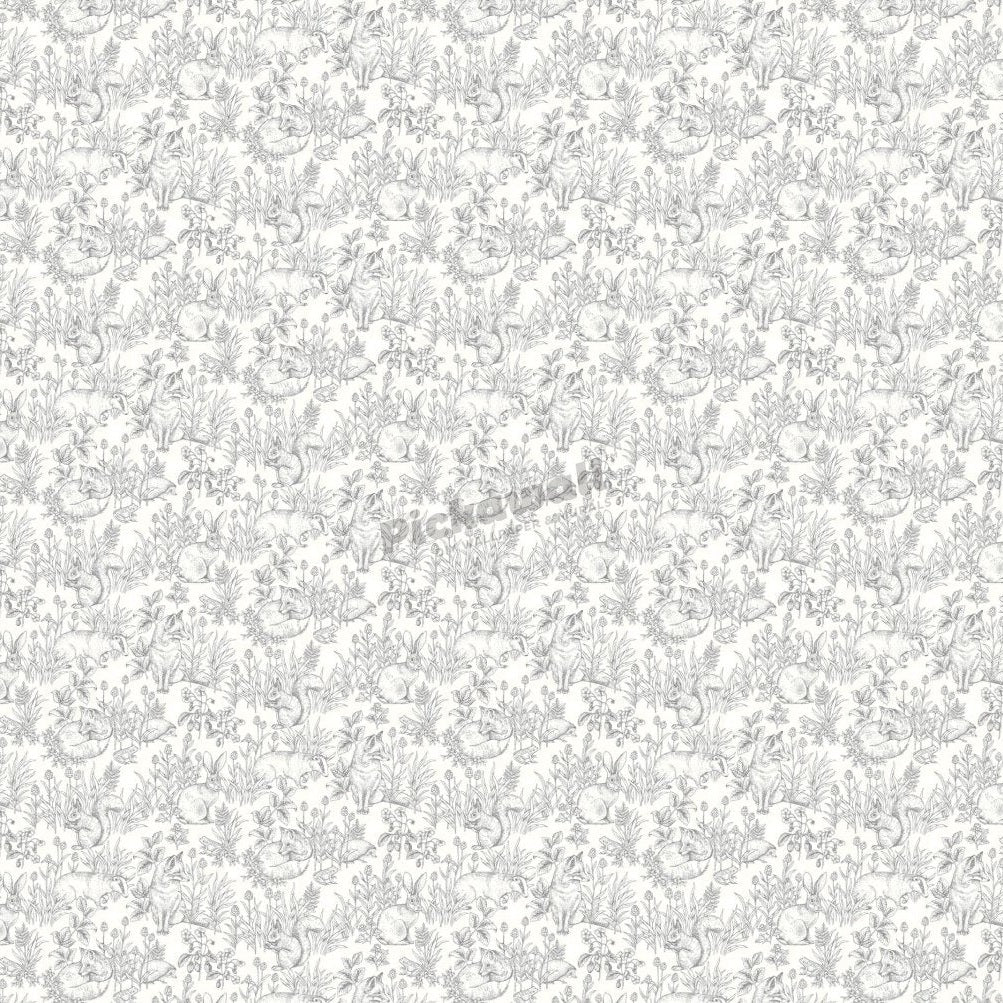 Forest Friends Sketch Pattern Black and White - Pickawall