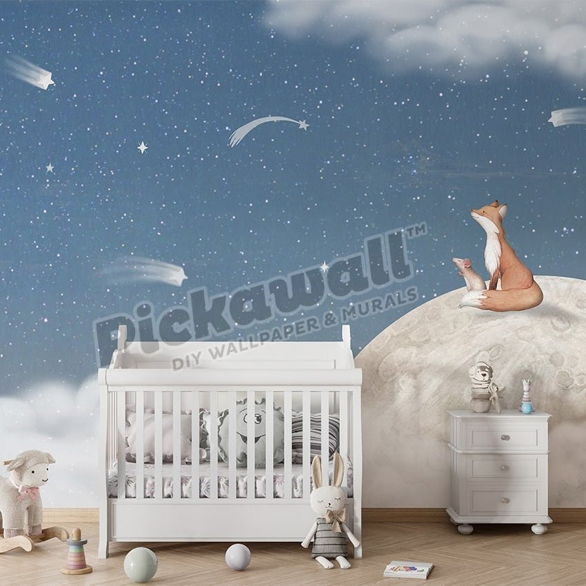Fox and the Moon Blue by Oliver Robins - Pickawall