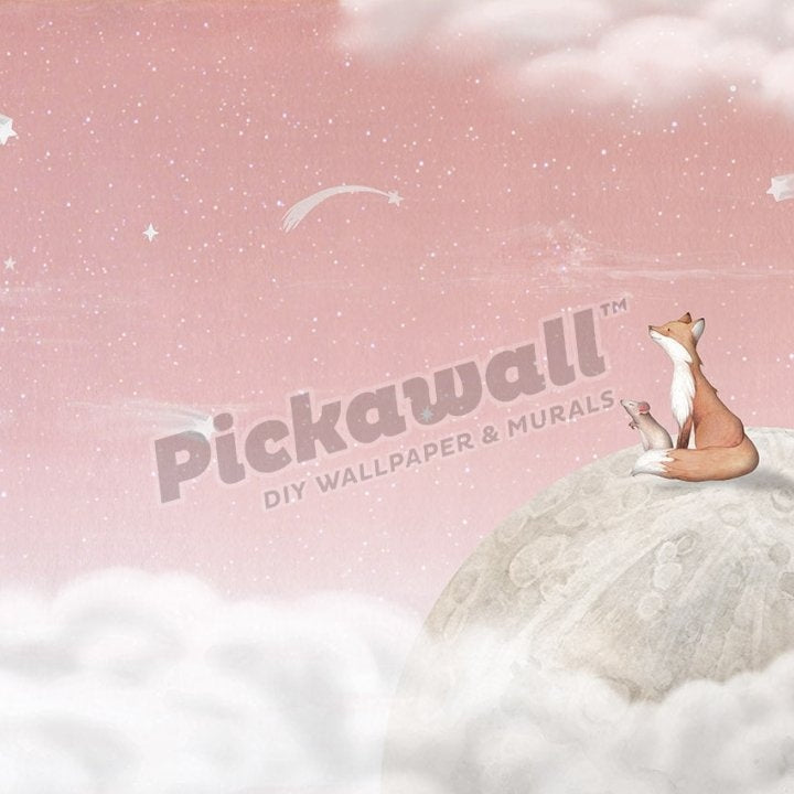 Fox and the Moon Pink by Oliver Robins - Pickawall