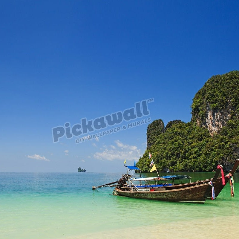 Hong Island entrance and longtail boats. - Pickawall