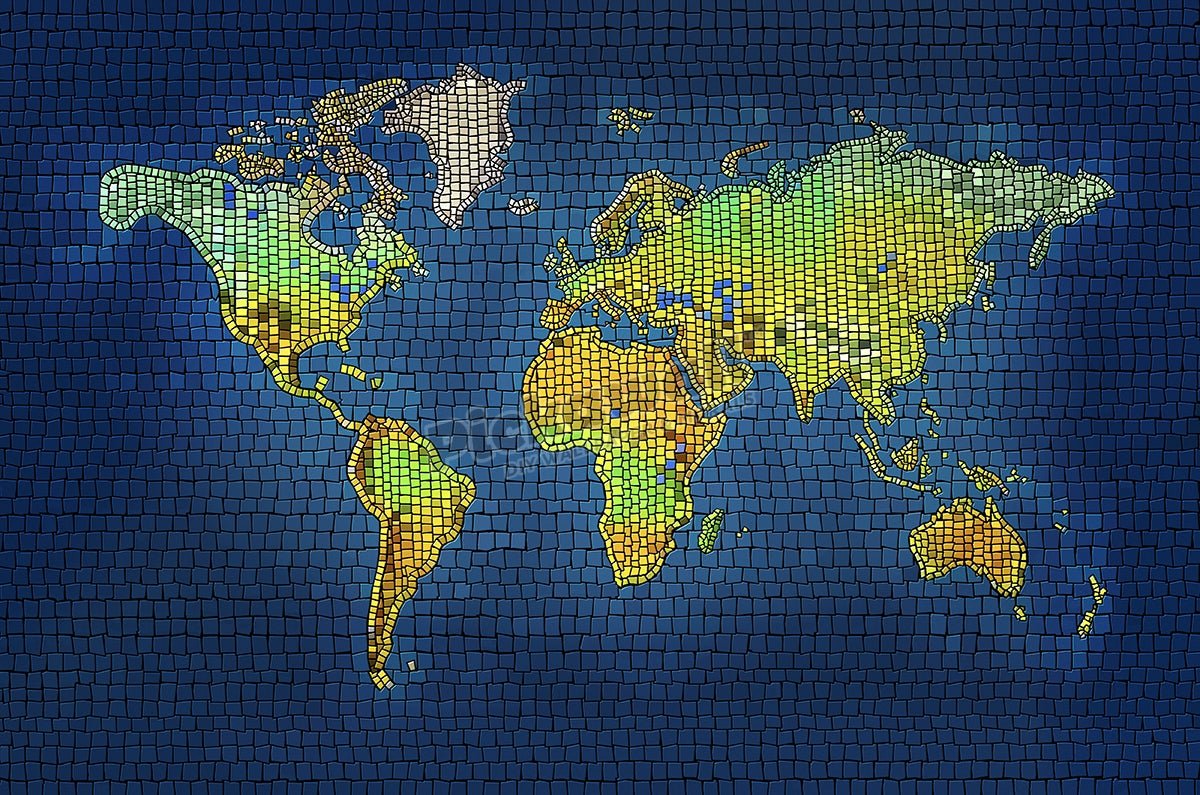 Mosiac map of the world - Pickawall