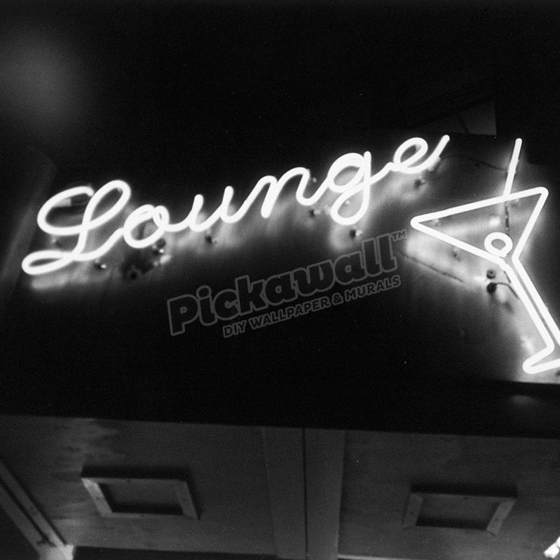 Neon lounge sign with martini glass at night - Pickawall