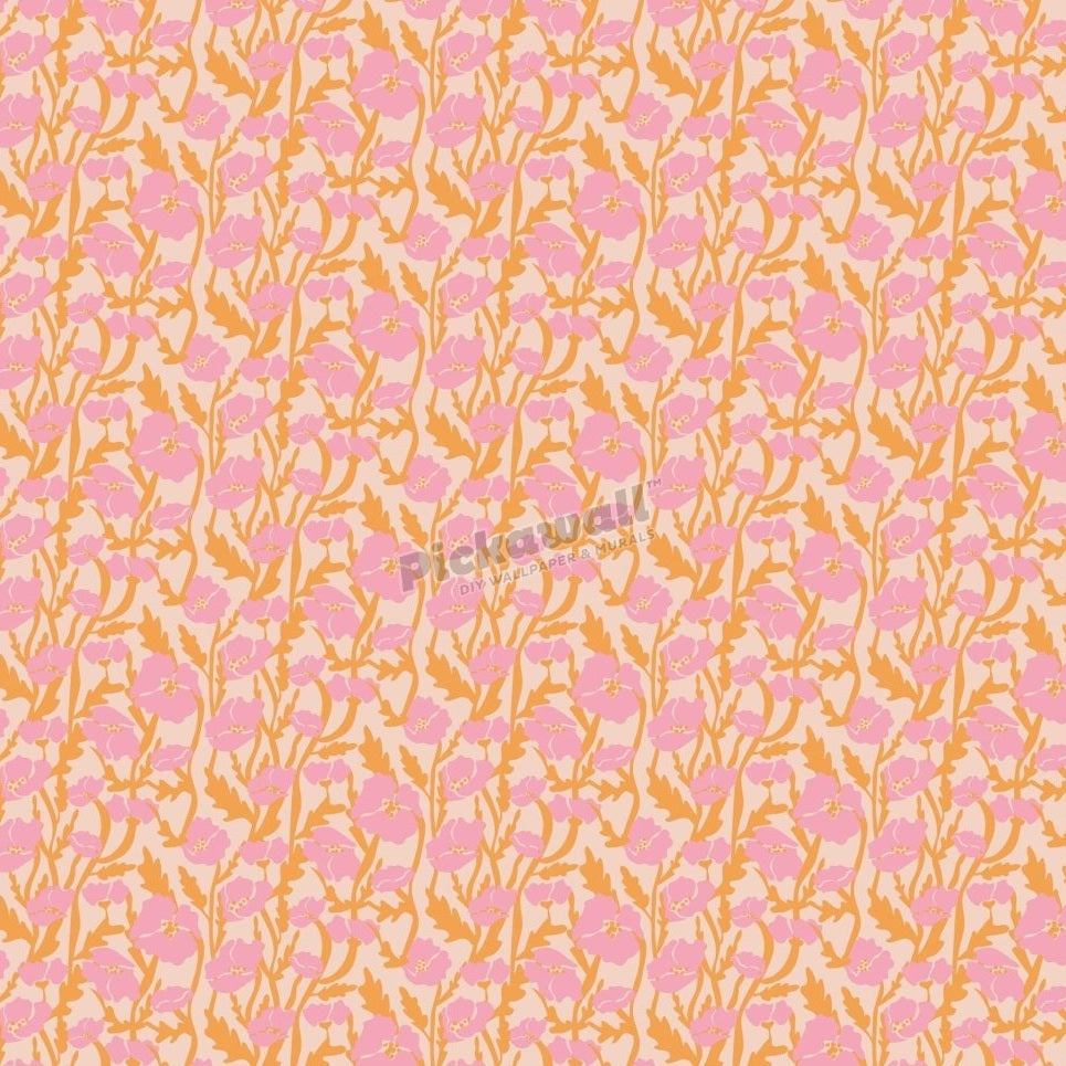 Orange and Pink Flower Vine Pattern - Pickawall
