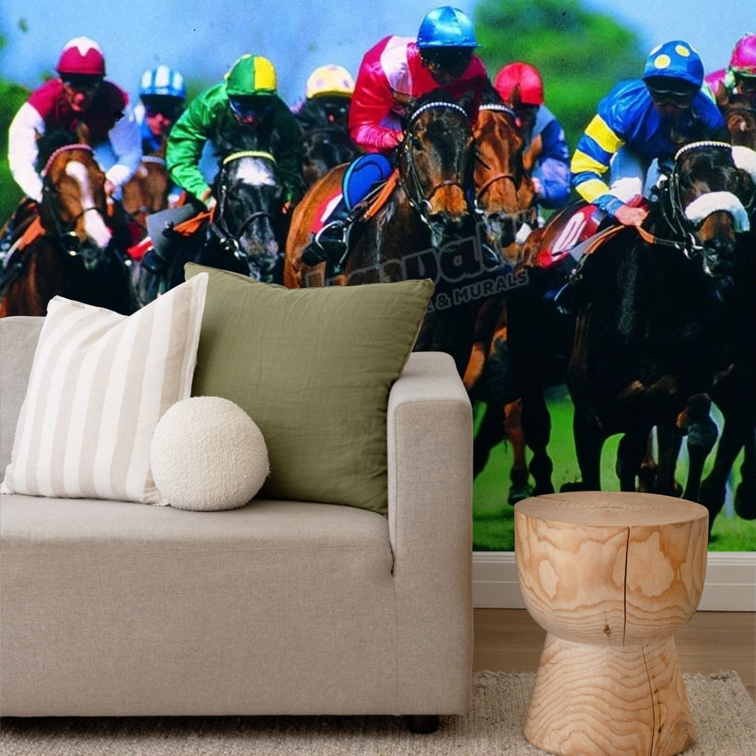 Horse Racing wallpaper in a living room - Pickawall