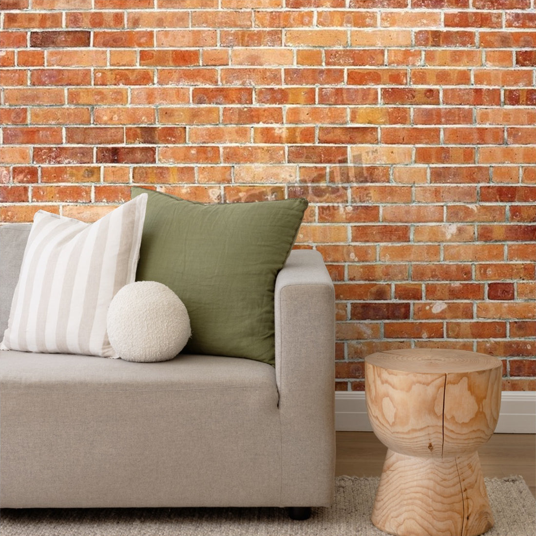 Traditional Red Brick wall wallpaper in a living room - Pickawall