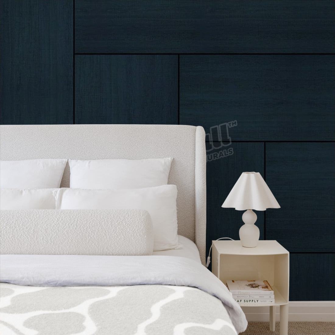 Charcoal Wood Panelling - Custom made to order upon request, contact us wallpaper in a bedroom - Pickawall
