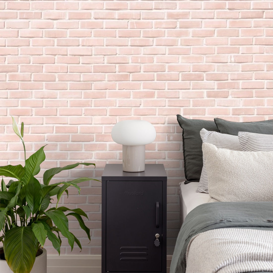 Pink Brick wallpaper in a bedroom - Pickawall