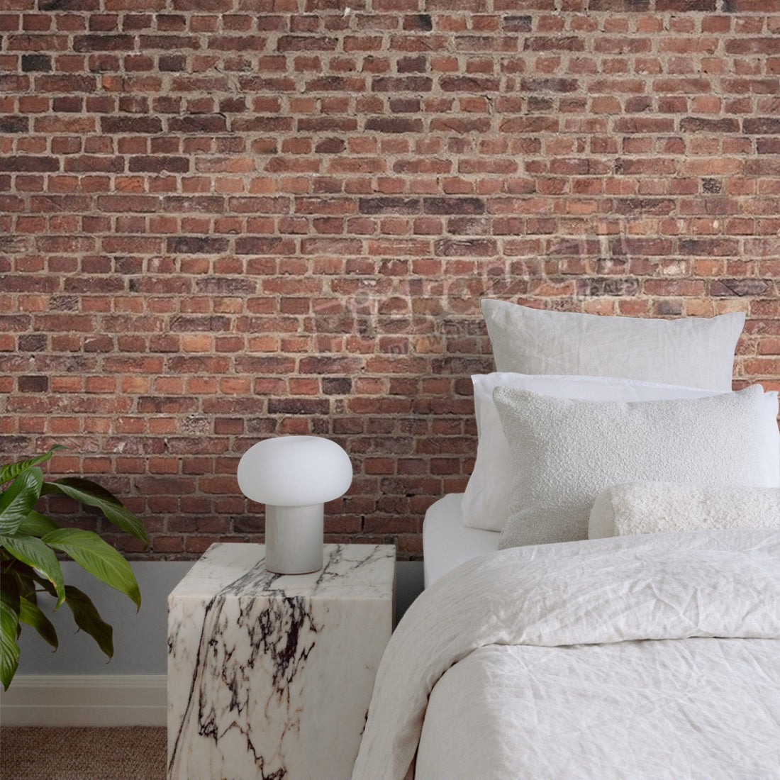 Brick Wall grunge wallpaper in a bedroom - Pickawall
