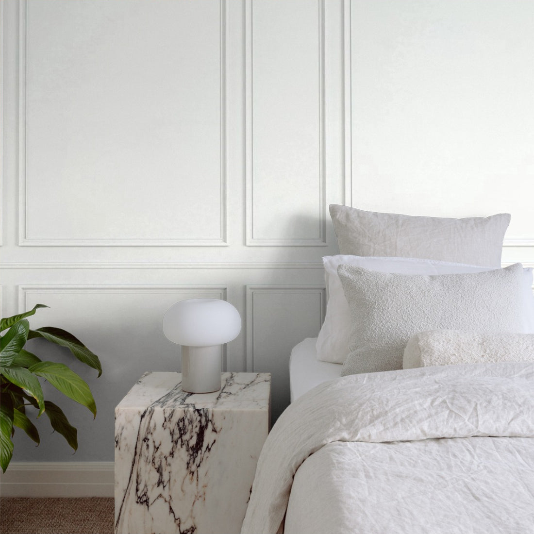 White Moulding Panels wallpaper in a bedroom - Pickawall