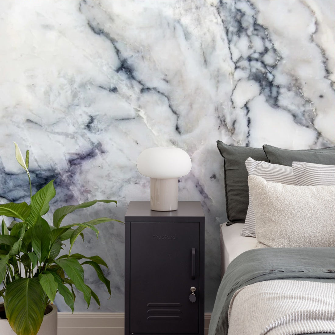 coloured marble texture wallpaper in a bedroom - Pickawall