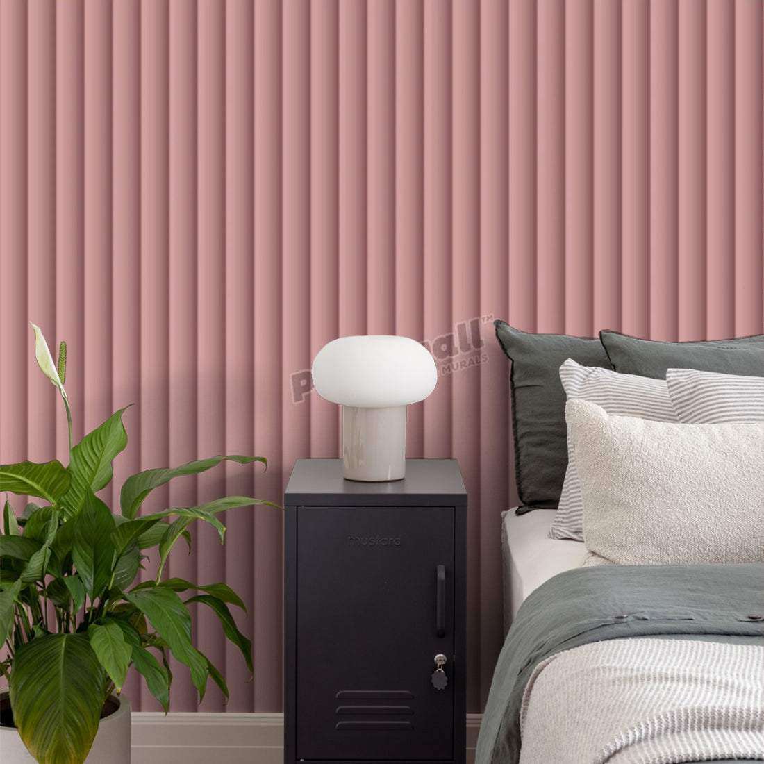 Demi Round Pink wallpaper in a bedroom - Pickawall