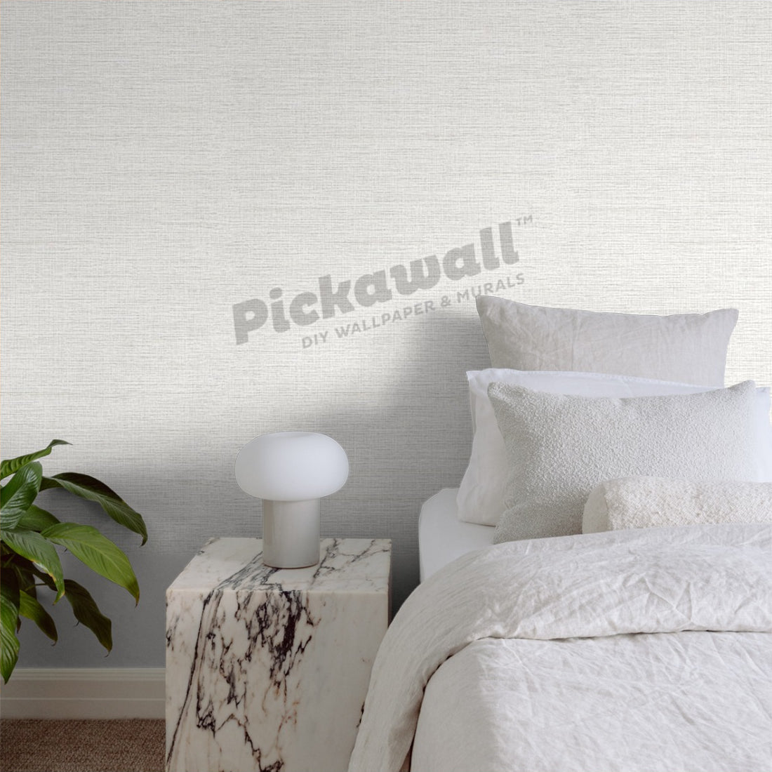 Linen Look wallpaper in a bedroom - Pickawall