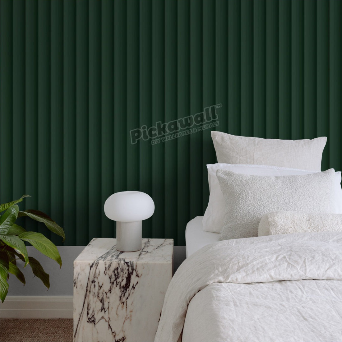 Demi Round Forest Green wallpaper in a bedroom - Pickawall