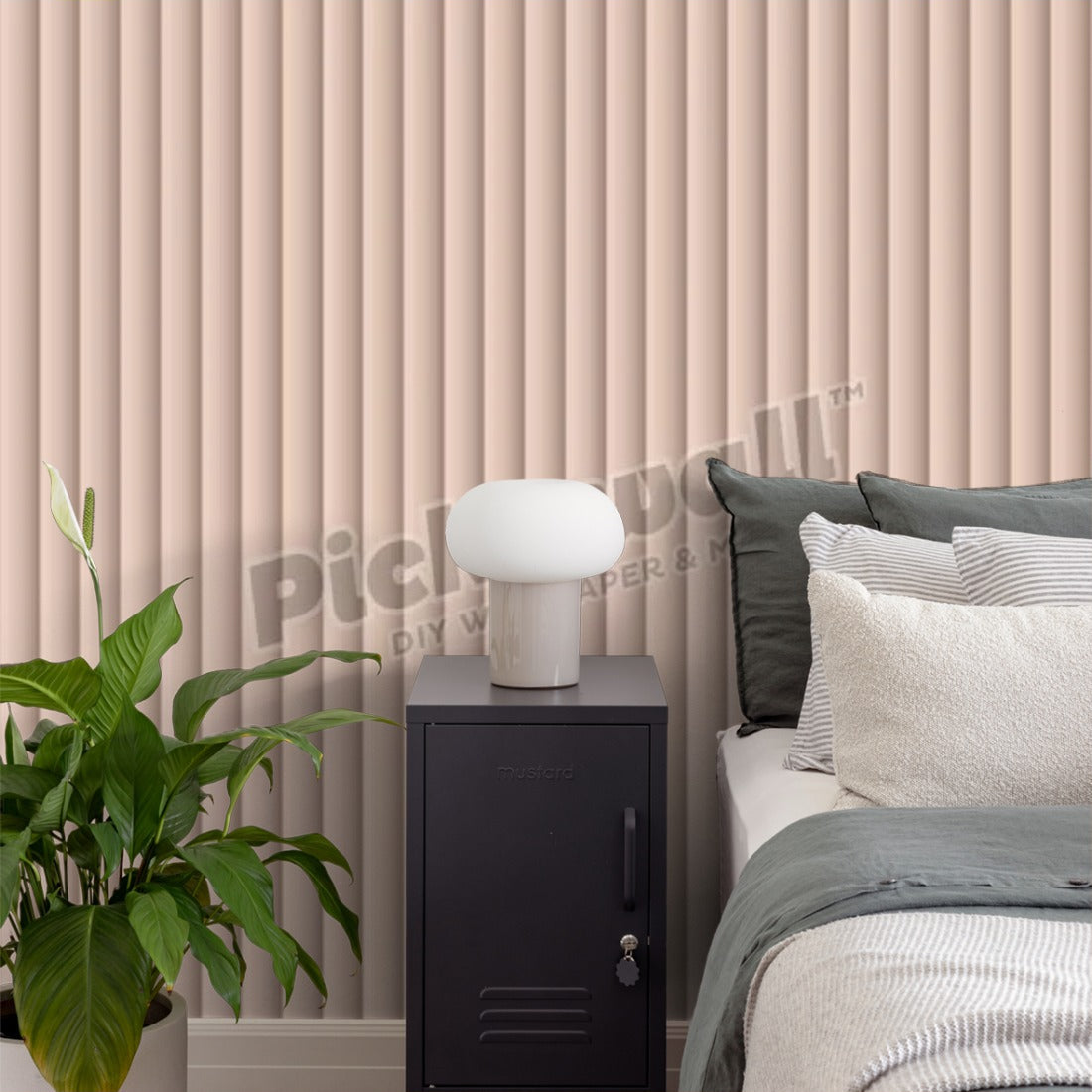 Demi Round Nude wallpaper in a bedroom - Pickawall