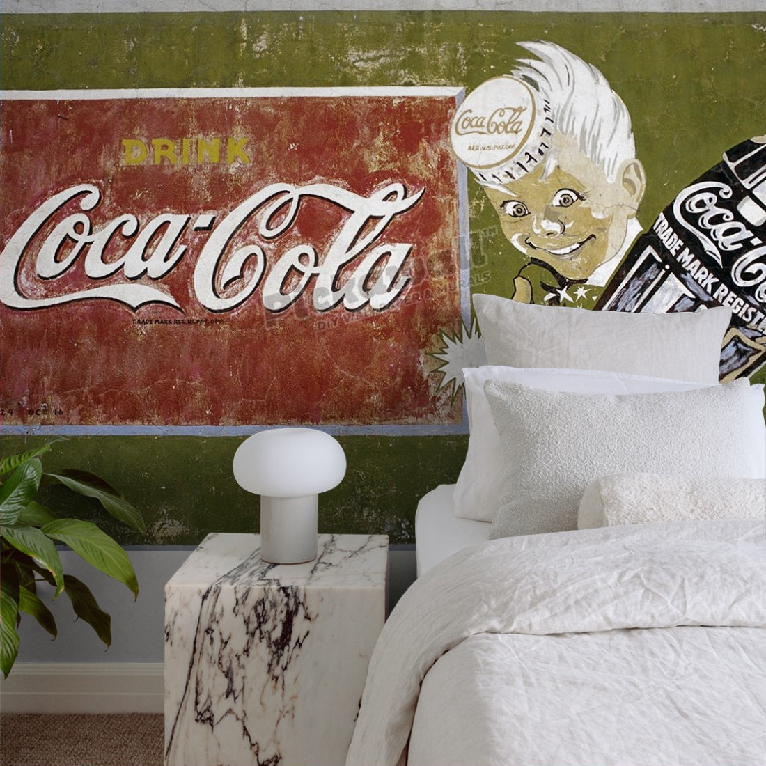 Coca-Cola mural wallpaper in a bedroom - Pickawall