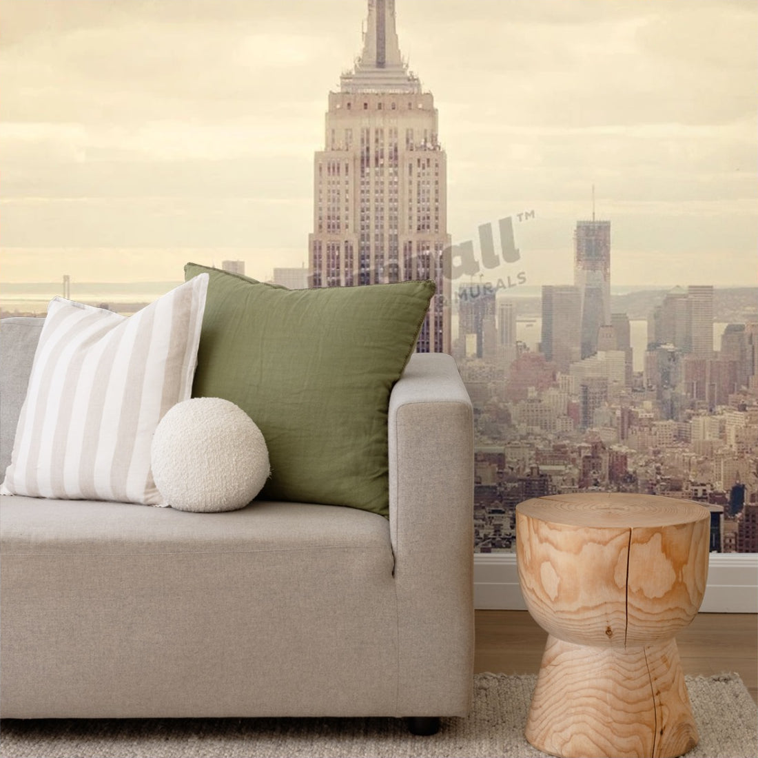 Empire State Building wallpaper in a living room - Pickawall