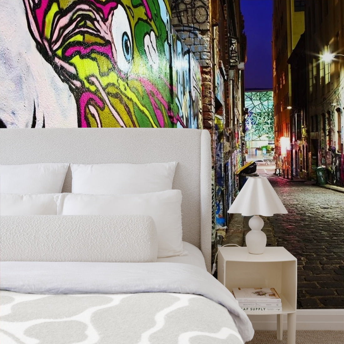Hosier lane graffiti wallpaper in a bedroom - Pickawall